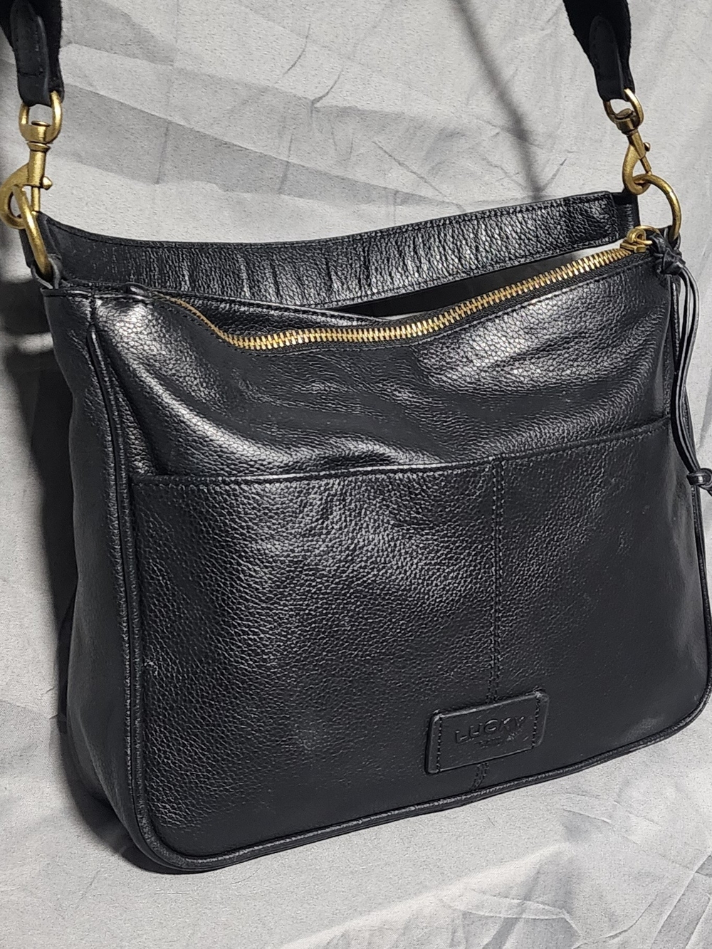 Lucky Brand Clay Black Leather Top Handle Shoulderbag Crossbody Purse
